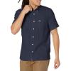 imageLacoste Mens Short Sleeve Regular Fit Linen Button Down Shirt with Front PocketNavy Blue
