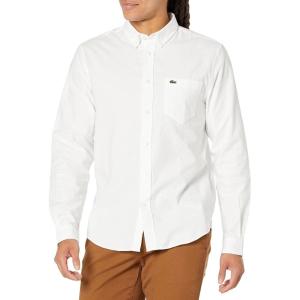 imageLacoste Mens Buttoned Collar Oxford Cotton ShirtBlanc