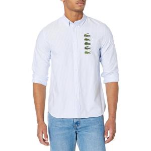 imageLacoste Mens Croc Badge Striped ShirtBlancPanorama