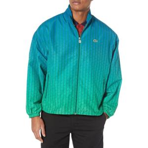 imageLacoste Mens Long Sleeve Aop L Full Zip Hoodless Blouson Jacket WArm Stripes ampamp Large Croc Back Graphic Tbd XL2XL