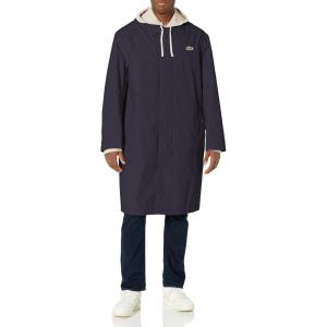 imageLacoste Mens Long Sleeve Front Pocket Trench Coat Abysm LargeXLarge