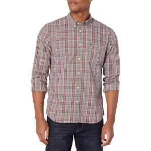 imageLacoste Mens Long Sleeve Slim Fit Poplin Stretch Plaid Button Down ShirtPepperZin
