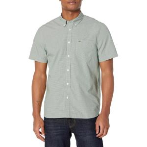 imageLacoste Mens Short Sleeve Regular Fit Gingham Button Down ShirtBlancVert
