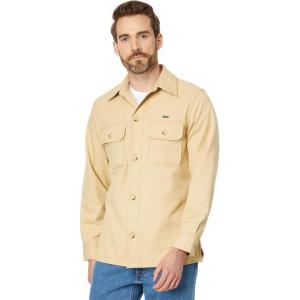 imageLacoste Mens Long Sleeve Overshirt Fit Button Down Shirt WTwo Front PocketsCroissant