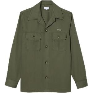 imageLacoste Mens Long Sleeve Overshirt Fit Button Down Shirt WTwo Front PocketsTank Green
