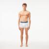 imageLacoste Mens Cotton Stretch Essentials Trunks 3PackBlackWhiteGrey With Multicolor Waistband
