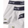imageLacoste Mens Cotton Stretch Essentials Trunks 3PackGrey With Navy Waistbands