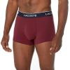 imageLacoste Mens Cotton Stretch Essentials Trunks 3PackNavy BlueOrangeMaroon