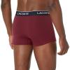 imageLacoste Mens Cotton Stretch Essentials Trunks 3PackNavy BlueOrangeMaroon