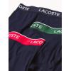 imageLacoste Mens Cotton Stretch Essentials Trunks 3PackNavy With Azure BlueGreen PepperMustard Waistbands New