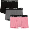 imageLacoste Mens Cotton Stretch Essentials Trunks 3PackSage GreyBlackMidnight Smoke