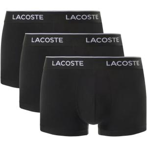 imageLacoste Mens Cotton Stretch Essentials Trunks 3PackBlack With Black Waistbands