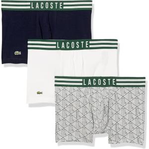 imageLacoste Mens Cotton Stretch Essentials Trunks 3PackDove GreyWhiteNavy Blue