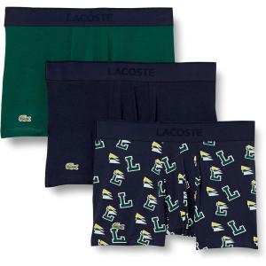 imageLacoste Mens Cotton Stretch Essentials Trunks 3PackNavy BlueDark Forest