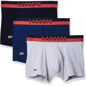 imageLacoste Mens Cotton Stretch Essentials Trunks 3PackNavy BlueDeep OceanDove Grey