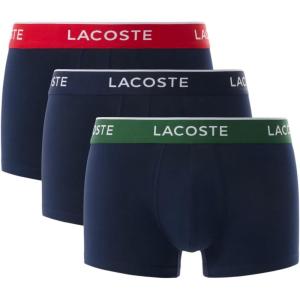 imageLacoste Mens Cotton Stretch Essentials Trunks 3PackNavy BlueGreenRed
