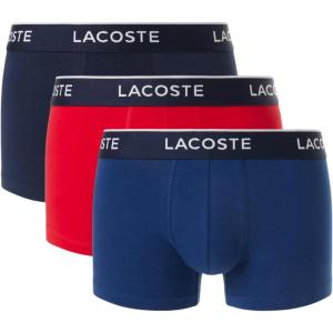 imageLacoste Mens Cotton Stretch Essentials Trunks 3PackNavy BlueRedBlue