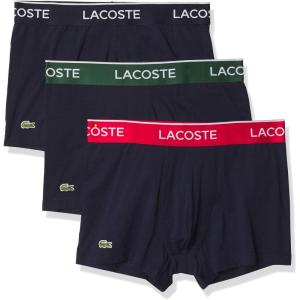 imageLacoste Mens Cotton Stretch Essentials Trunks 3PackNavy With Azure BlueGreen PepperMustard Waistbands New