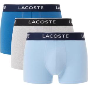 imageLacoste Mens Cotton Stretch Essentials Trunks 3PackRoyal BlueLight BlueGrey