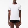 imageLacoste Mens 100 Cotton Slim Fit Crew Neck TShirt 3PackWhiteDove GreyBlack