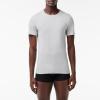 imageLacoste Mens 100 Cotton Slim Fit Crew Neck TShirt 3PackWhiteDove GreyBlack
