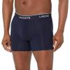 imageLacoste Mens Cotton Stretch Essentials Boxer Briefs 3PackLavenderNavy BlueDove Grey