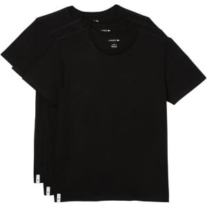 imageLacoste Mens 100 Cotton Regular Fit Crew Neck TShirt 3PackBlack New