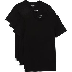 imageLacoste Mens 100 Cotton Slim Fit Crew Neck TShirt 3PackBlack
