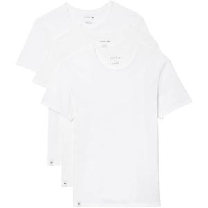 imageLacoste Mens 100 Cotton Slim Fit Crew Neck TShirt 3PackWhite
