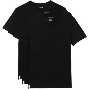 imageLacoste Mens 100 Cotton Slim Fit VNeck TShirt 3PackBlack