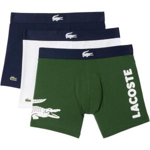 imageLacoste Mens Cotton Stretch Big Croc Print Boxer Briefs 3PackDusty OliveNavy BlueWhite