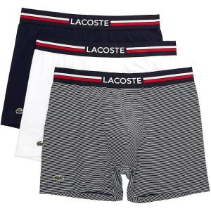 imageLacoste Mens Cotton Stretch Big Croc Print Boxer Briefs 3PackNavyWhiteStripe
