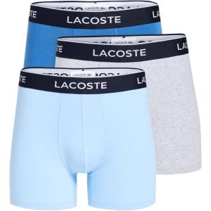imageLacoste Mens Cotton Stretch Essentials Boxer Briefs 3PackAquaTranquil BlueDove Grey New