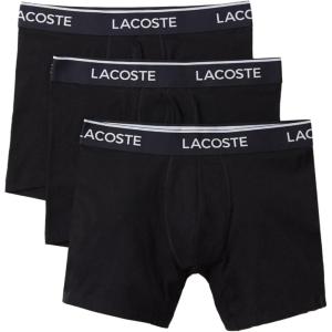 imageLacoste Mens Cotton Stretch Essentials Boxer Briefs 3PackBlack With Black Waistbands