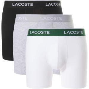 imageLacoste Mens Cotton Stretch Essentials Boxer Briefs 3PackBlackWhiteDove Grey