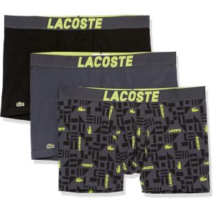 imageLacoste Mens Cotton Stretch Essentials Boxer Briefs 3PackGraphiteBlackBright Lime