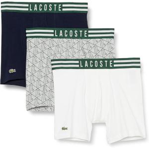 imageLacoste Mens Cotton Stretch Essentials Boxer Briefs 3PackMoonstoneNatural WhiteMidnight Blue
