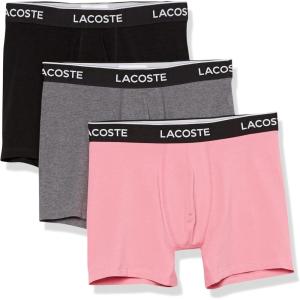 imageLacoste Mens Cotton Stretch Essentials Boxer Briefs 3PackSage GreyBlackMidnight Smoke