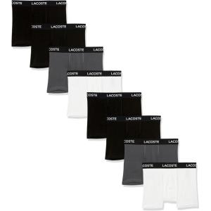 imageLacoste Mens Cotton Stretch Essentials Boxer Briefs 7PackBlackWhiteGrey