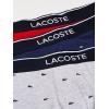imageLacoste Mens Cotton Stretch Mini Croc Print Boxer Briefs 3PackDeep OceanDove GreyRed New