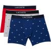 imageLacoste Mens Cotton Stretch Mini Croc Print Boxer Briefs 3PackDeep OceanDove GreyRed