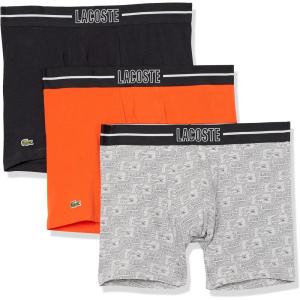 imageLacoste Mens Cotton Stretch Lacoste Croc Boxer Briefs 3PackDove GreyGraphite SombreSunrise