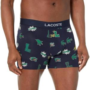 imageLacoste Mens Cotton Stretch Print Animation Boxer BriefMidnight BlueMulticolor