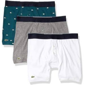 imageLacoste Mens Cotton Stretch Tricolor Waistband Boxer Briefs 3PackWhitePine GreenDark Turquoise