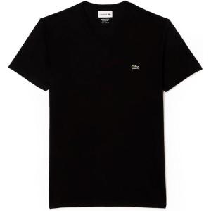 imageLacoste Mens Short Sleeve VNeck Pima Cotton Jersey TShirtBlack