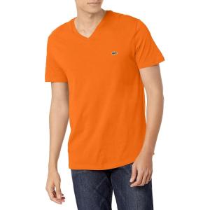 imageLacoste Mens Short Sleeve VNeck Pima Cotton Jersey TShirtFango
