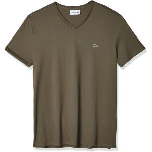 imageLacoste Mens Short Sleeve VNeck Pima Cotton Jersey TShirtGrassy