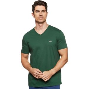 imageLacoste Mens Short Sleeve VNeck Pima Cotton Jersey TShirtGreen