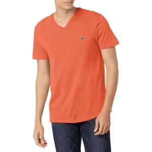 imageLacoste Mens Short Sleeve VNeck Pima Cotton Jersey TShirtMandarin Orange