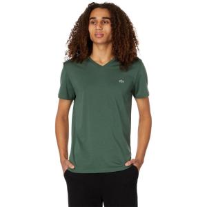 imageLacoste Mens Short Sleeve VNeck Pima Cotton Jersey TShirtSequoia